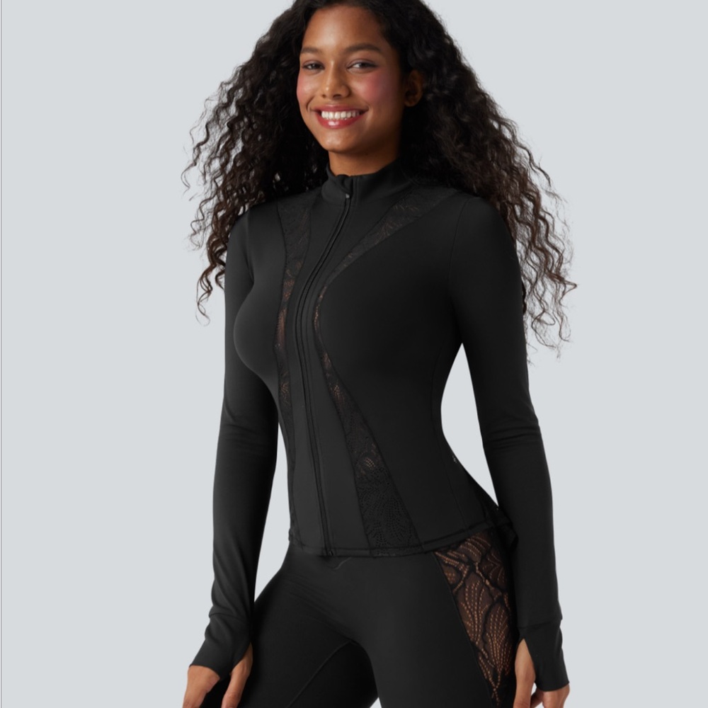 HALARA Black Lace Yoga Jacket